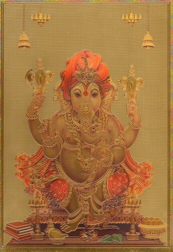 10a-Ganesha-Ganapati-grabado-imagen-papel-de-oro-