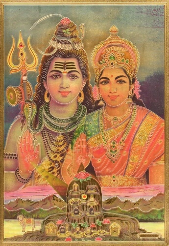 Shiva-Shakti-grabado-imagen-papel-de-oro