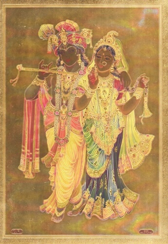 Radhe-Krishna-grabado-imagen-papel-de-oro