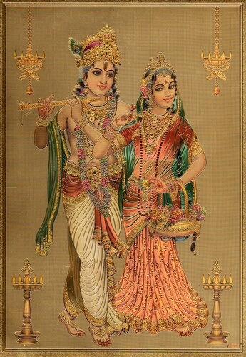 Radha-Govinda-grabado-imagen-papel-de-oro